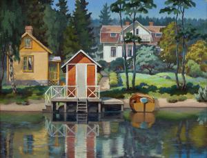 TASKINEN Matti 1895-1972,HOUSES ON THE SHORE,1933,Bukowskis SE 2011-03-09