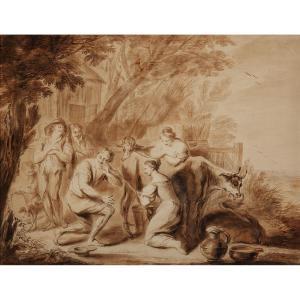 TASSAERT Philippe Joseph 1732-1803,La traite Lavis brun,Tajan FR 2017-11-22