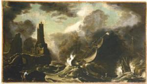 TASSI Agostino Buonamico 1566-1644,A Stormy Seascape with Jonah and the Whale,Christie's 2008-04-03