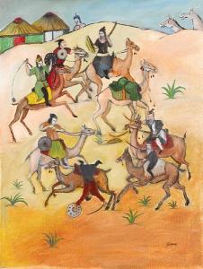 Tassudunque Sohail 1930,A group of warriors fighting on camels,Bonhams GB 2009-10-13