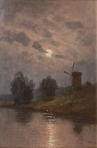 TAUBE Eugen 1860-1913,Mill in Moonlight,Stahl DE 2020-11-28