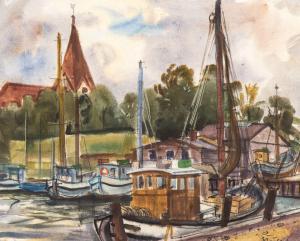 TAUBERT Wolfgang 1905-1990,Hafen von Kirchdorf, Insel Poel,Ahrenshoop DE 2023-12-30