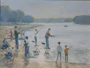 TAUNTNEY JACK 1921-1997,Young boys fishing,Mallams GB 2008-12-04