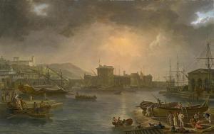 TAUREL Jean Jacques François 1757-1832,Southern Seaport with the Arrival of a,1814,Palais Dorotheum 2013-04-17