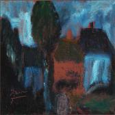 TAUSCHER Svend Aage 1911-1982,Night landscape with houses,Bruun Rasmussen DK 2013-09-02