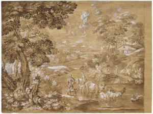 TAVELLA IL SOLFAROLA Carlo Antonio 1668-1738,An extensive landscape, with travelers and ,Christie's 2024-02-01