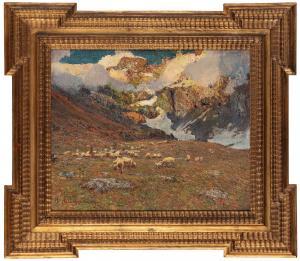 TAVERNIER Andrea 1858-1932,Paesaggio di montagna con gregge,Wannenes Art Auctions IT 2024-03-05