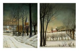 TAVERNIER Armand 1899-1991,Snowy landscape - Snowy landscape with view of the,De Vuyst BE 2024-03-02