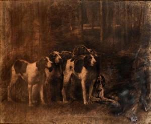 TAVERNIER Bertrand 1852-1943,Meute de chiens,Coutau-Begarie FR 2012-05-30