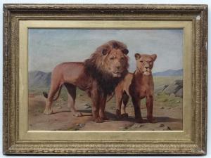 TAX P.T,African landscape and a pair of lions,Dickins GB 2016-02-06