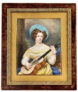 TAYLER Charles Foot 1820-1853,Bildnis einer jungen Dame mit Gitarre,Hampel DE 2020-04-02