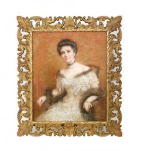 TAYLER Minna 1884-1937,Portrait of a young lady wearing a white ball ,Fieldings Auctioneers Limited 2018-03-24