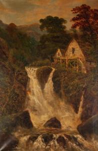 TAYLOR C E,water mill by a high waterfall,Capes Dunn GB 2019-07-09