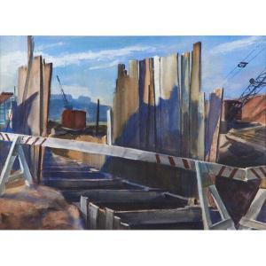 TAYLOR Charles Andrew 1910-1975,construction site,Rago Arts and Auction Center US 2014-09-14