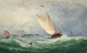 TAYLOR Charles II 1841-1883,The Channel packet departing Ramsgate A Frigate an,Tennant's 2022-03-19