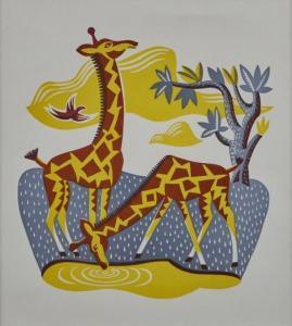 TAYLOR Ernest Mervyn 1906-1964,Giraffes,1950,Webb's NZ 2024-01-23