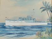 TAYLOR John Austin 1900-2000,Power Yacht, depicting a yacht off a tropical shor,Eldred's 2008-04-03