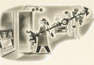 TAYLOR Richard Denison,A man with an elaborate object walking into a pawn,1948,Bonhams 2009-10-19