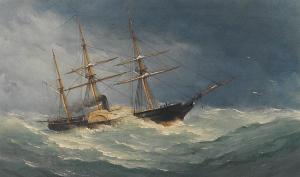 TAYLOR Snr. Charles 1836-1871,A paddle steamer in a gale, c.1850.,1850,Bonhams GB 2008-09-23