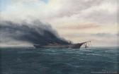 TAYLOR William 1857-1921,Ship Burning of Teneriffe,International Art Centre NZ 2012-08-29