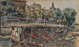 TCHERNIAWSKY Charles 1900-1973,Peniches sur la Seine,1940,Rossini FR 2023-10-05