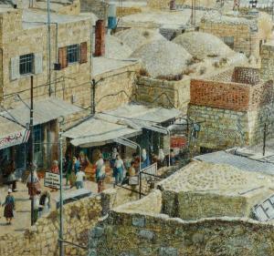 TEAGUE David M 1900-1900,Figures in the Old City of Jerusalem,Tiroche IL 2015-02-07