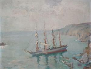TEAGUE Violet H. Evangeline 1872-1951,Coastal scene with tall masted s,The Cotswold Auction Company 2022-08-09