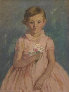 TEAGUE Violet H. Evangeline,Portrait of a Girl in a Pink Dress,1933,Leonard Joel 2022-03-22