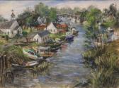 TEATER Archie Boyed 1901-1978,Village scene with boats,Slawinski US 2016-06-26