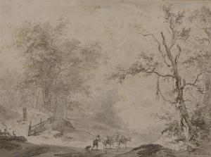 TEERLINK Abraham 1776-1857,La route du marché. Paysan et animaux sur une rout,Art Valorem 2018-06-13