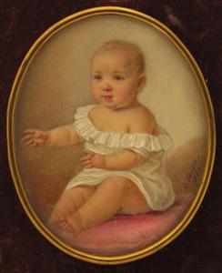 TEIBLER Karl,Portrait miniature of a child, full length seated,1860,Woolley & Wallis 2018-03-07
