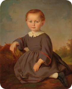 TEIBLER Karl 1821-1895,Portrait of a Child set in a landscape,1864,Palais Dorotheum AT 2017-09-13