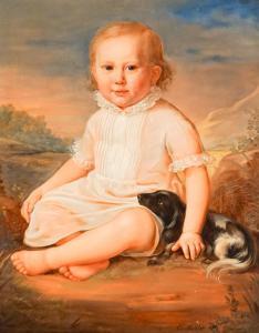 TEIBLER Karl 1821-1895,Portrait of a Young Boy with Black and White Dog,1864,Weschler's 2023-09-22