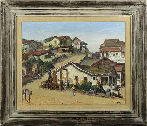 TEICHNER Joseph 1888,Village Scene Bermuda,1948,Clars Auction Gallery US 2015-06-27