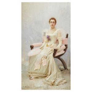 TEIXIDOR TORRES Modest 1854-1927,Retrato de dama,Lamas Bolaño ES 2023-02-14