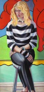 Temple Malcolm 1949,Portrait of a blonde in a stripey shirt,1979,Woolley & Wallis GB 2014-06-04