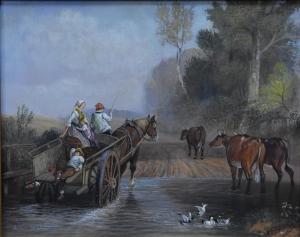 TEMPLE Richard 1800-1900,Horse and cart crossing a ford,Andrew Smith and Son GB 2020-12-15