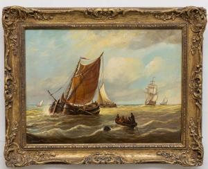 TEMPLE Richard 1800-1900,Sailing Vessels on Rough Seas,Fonsie Mealy Auctioneers IE 2022-03-23