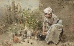 TEN KATE Johan Mari Henri 1831-1910,Feeding the chickens,Christie's GB 2011-05-11