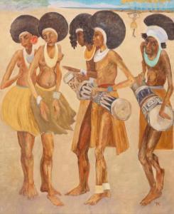 TEN KLOOSTER Johannes Frederik Engelbert 1873-1940,Dancing Papuans,Venduehuis NL 2022-11-24