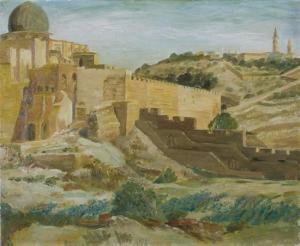 TENENBAUM Yoel Tene 1899-1975,Landscape of Jerusalem,1935,Matsa IL 2008-11-30