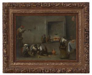 TENIERS Abraham 1629-1670,A kitchen interior with monkeys,Christie's GB 2022-10-07