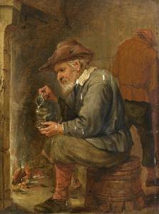 TENIERS David II 1610-1690,A Toper holding a jug and a glass before a fire,Bonhams GB 2009-04-22