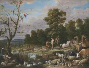TENIERS David II 1610-1690,Adam and Eve in the Garden of Eden,1679,Christie's GB 2014-06-04