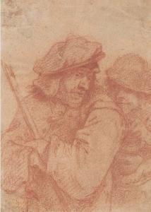 TENIERS David II 1610-1690,Deux hommes à mi-corps, l'un tenant un bâton,Christie's GB 2004-05-11