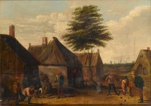 TENIERS David II 1610-1690,Peasants playing bowls in a village street,Sotheby's GB 2007-04-25