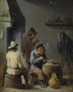 TENIERS David II 1610-1690,Peasants smoking by a hearth in an interior,Christie's GB 2012-06-21