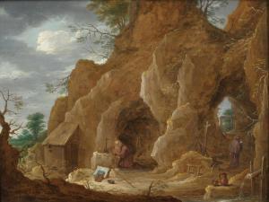 TENIERS David III 1638-1685,Saint Anthony of Egypt in a rocky landscape,Bonhams GB 2023-09-13