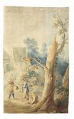 TENIERS IV David 1672-1771,Ländliche Idylle: Vor Gehöft ein Bauer ein,18th century,Palais Dorotheum 2021-11-18