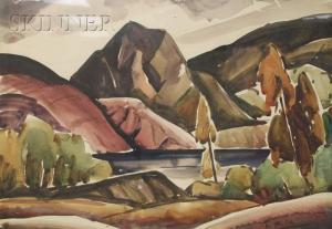 TENNANT MORRISON MACIVER Ian 1912,Mountain Landscape with Lake,Skinner US 2010-04-14